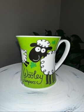 Irish Woolley Jumpers Bright Green Sheep Ceramic Mug ☘️